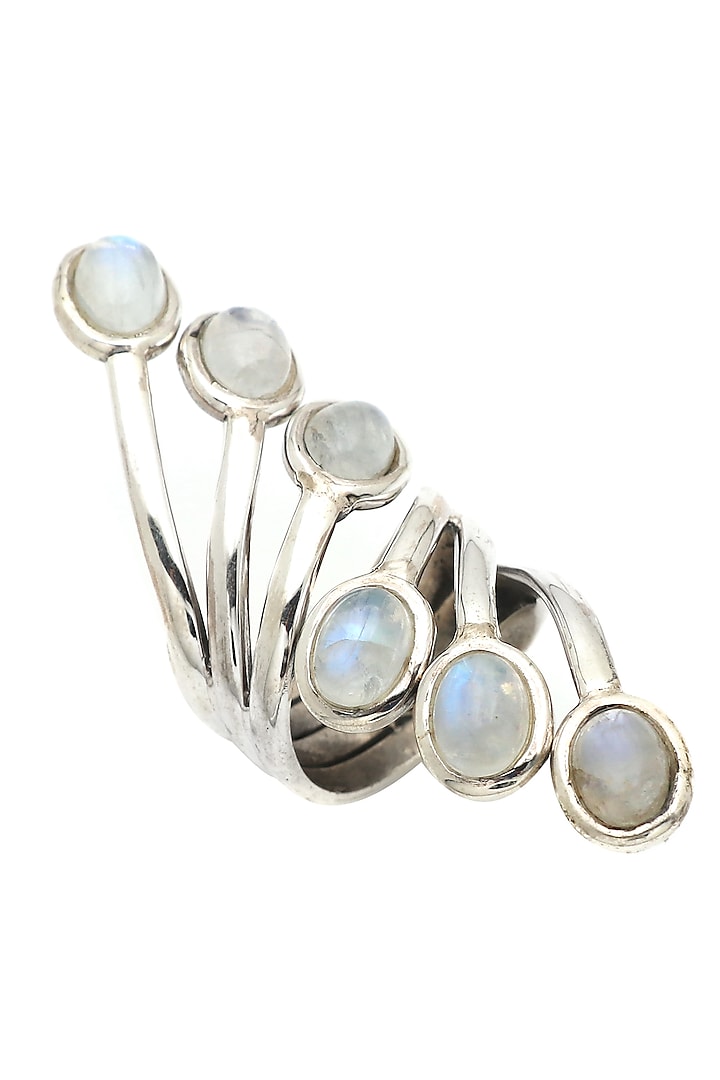 White Finish Moonstone Pride Ring In Sterling Silver by V&A Jewellers at Pernia's Pop Up Shop