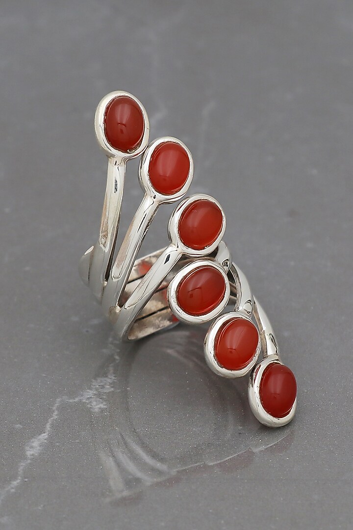 White Finish Red Onyx Pride Ring In Sterling Silver by V&A Jewellers at Pernia's Pop Up Shop