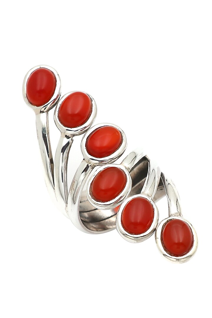 White Finish Red Onyx Pride Ring In Sterling Silver by V&A Jewellers at Pernia's Pop Up Shop