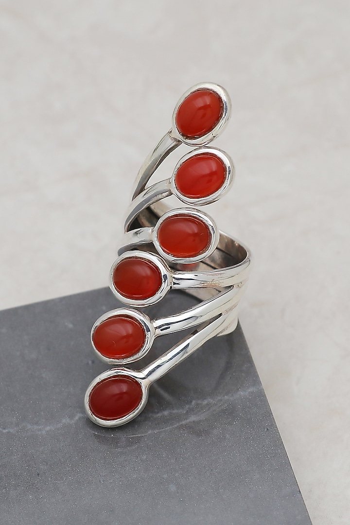 White Finish Red Onyx Pride Ring In Sterling Silver by V&A Jewellers at Pernia's Pop Up Shop