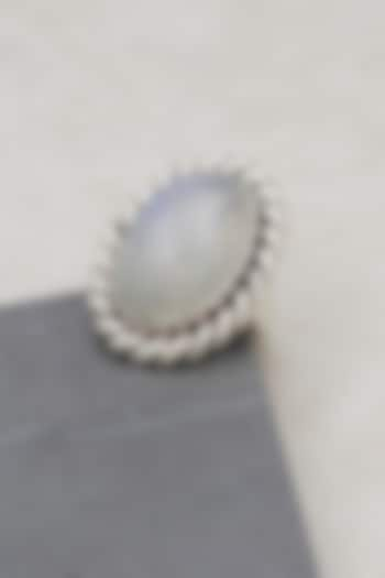 White Finish Moonstone Rope Ring In Sterling Silver by V&A Jewellers at Pernia's Pop Up Shop