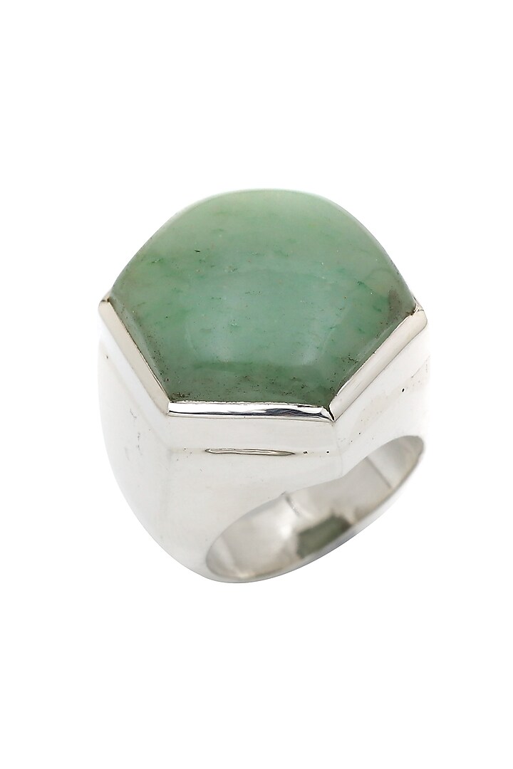White Finish Aquamarine Stone Chic Ring In Sterling Silver by V&A Jewellers at Pernia's Pop Up Shop