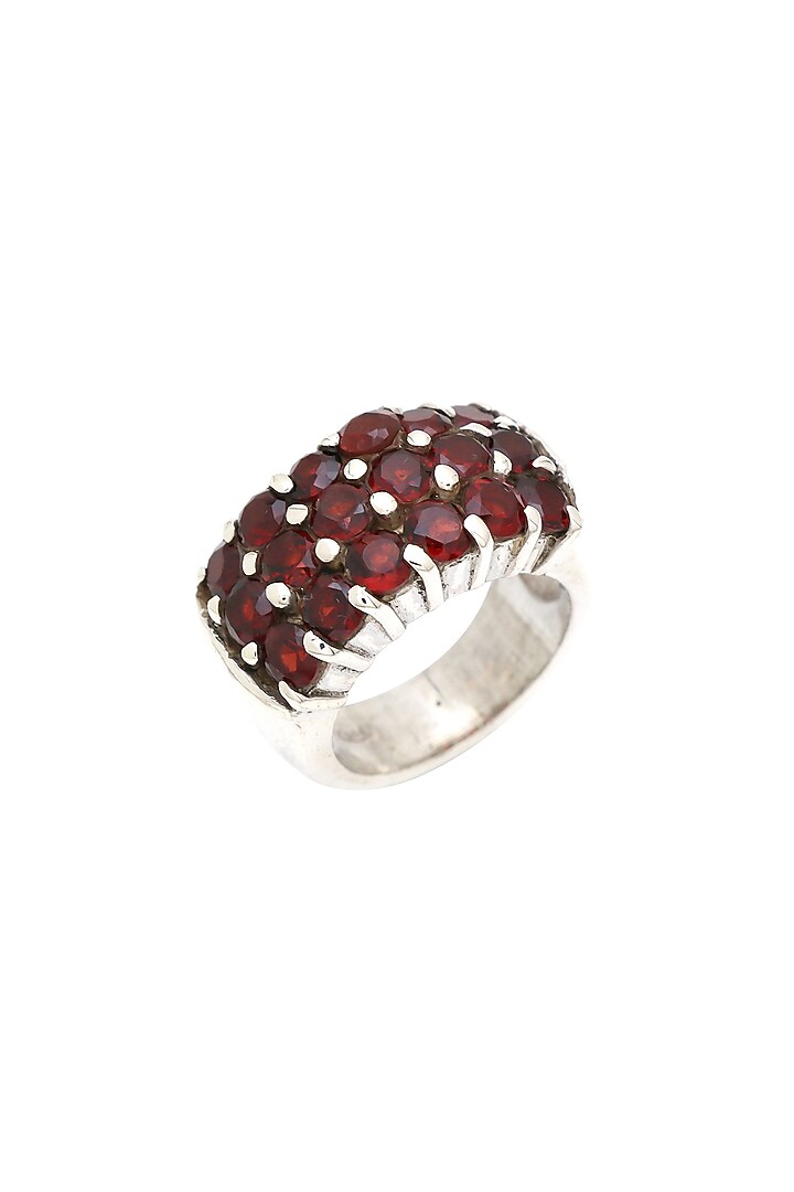 White Finish Garnet Gemstone Ring In Sterling Silver by V&A Jewellers at Pernia's Pop Up Shop