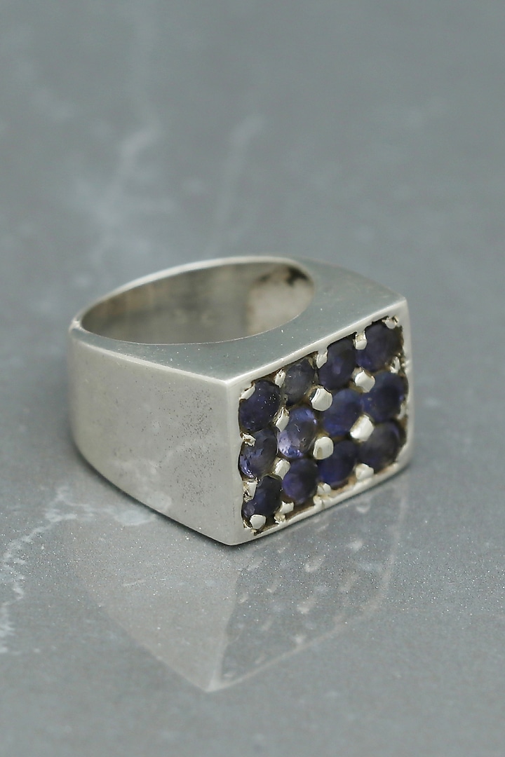 White Finish Iolite Boho Ring In Sterling Silver by V&A Jewellers at Pernia's Pop Up Shop