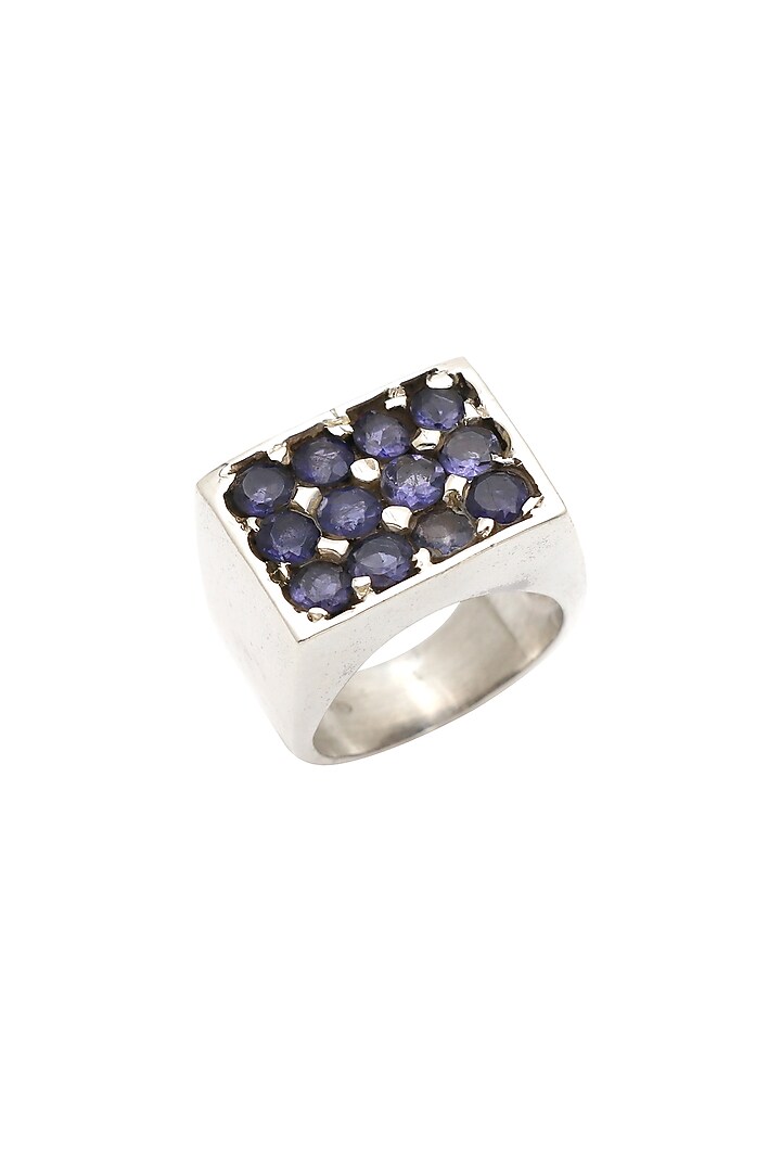 White Finish Iolite Boho Ring In Sterling Silver by V&A Jewellers at Pernia's Pop Up Shop
