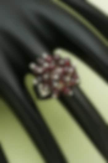 White Finish Garnet Heritage Puai Ring In Sterling Silver by V&A Jewellers at Pernia's Pop Up Shop