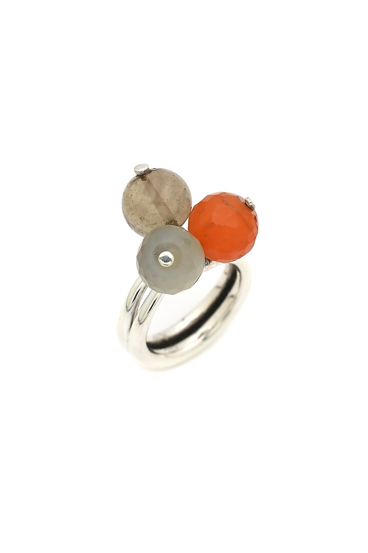 White Finish Multi-Colored Quartz Double Puai Ring In Sterling Silver by V&A Jewellers at Pernia's Pop Up Shop