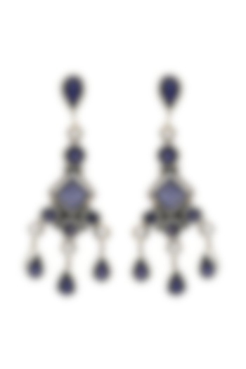 White Finish Iolite Dangler Earrings In Sterling Silver by V&A Jewellers at Pernia's Pop Up Shop
