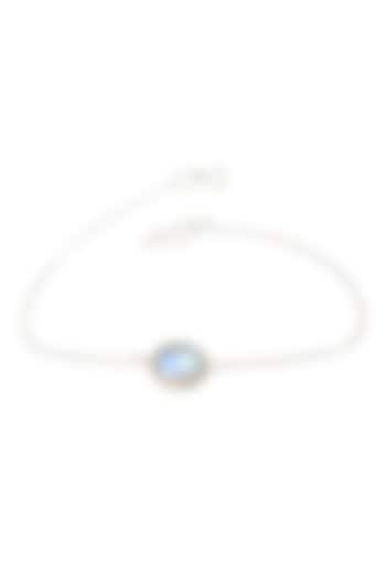 White Finish Moonstone Bracelet In Sterling Silver by V&A Jewellers