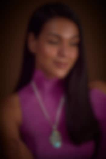 White Finish Mother Of Pearl Pendant Chain Necklace In Sterling Silver by V&A Jewellers at Pernia's Pop Up Shop