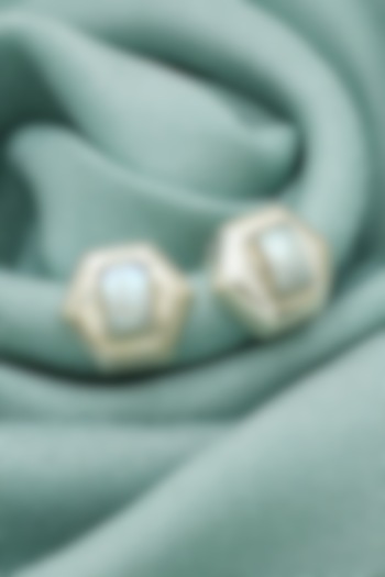 Oxidised Finish Pearl Stud Earrings In Sterling Silver by V&A Jewellers at Pernia's Pop Up Shop