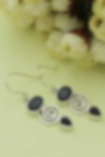 White Finish Black Onyx Dangler Earrings In Sterling Silver by V&A Jewellers at Pernia's Pop Up Shop