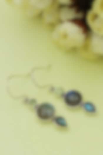 Oxidised Finish Blue Labradorite Dangler Earrings In Sterling Silver by V&A Jewellers at Pernia's Pop Up Shop
