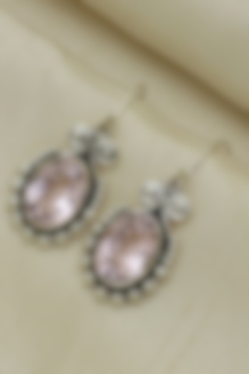 Oxidised Finish Pink Topaz Dangler Earrings In Sterling Silver by V&A Jewellers at Pernia's Pop Up Shop