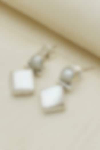 Oxidised Finish Pearl Dangler Earrings In Sterling Silver by V&A Jewellers at Pernia's Pop Up Shop