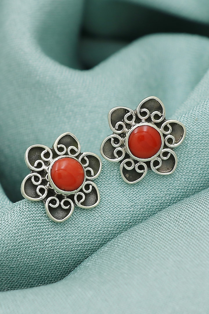 NWOT buy SET Earrings & Pedant Peruvian 950 High Quality Silver Coral Stone