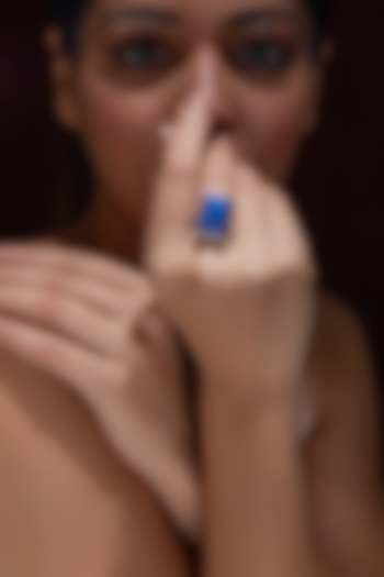 White Finish Lapis Lazuli Ring In Sterling Silver by V&A Jewellers at Pernia's Pop Up Shop