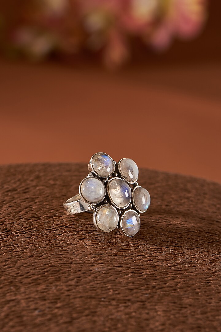 White Finish Moonstone Gemstone Ring In Sterling Silver by V&A Jewellers at Pernia's Pop Up Shop