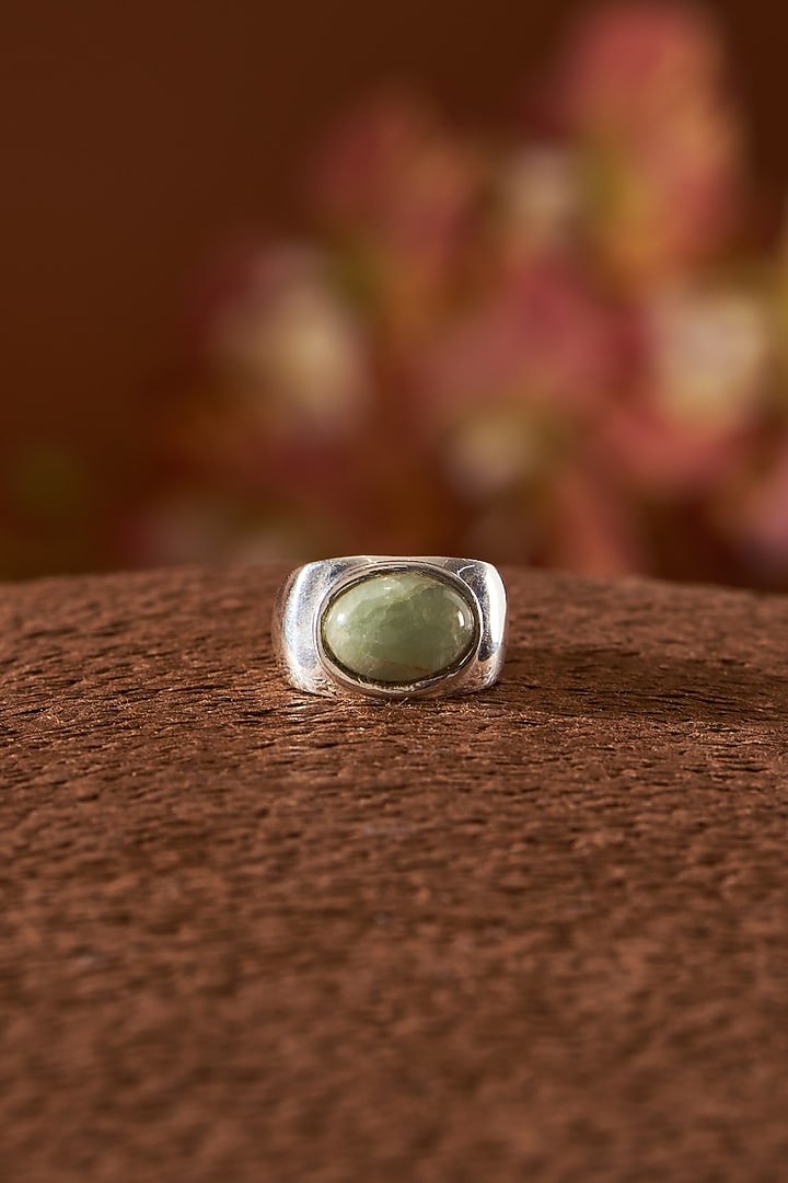 White Finish Aquamarine Gemstone Ring In Sterling Silver by V&A Jewellers at Pernia's Pop Up Shop