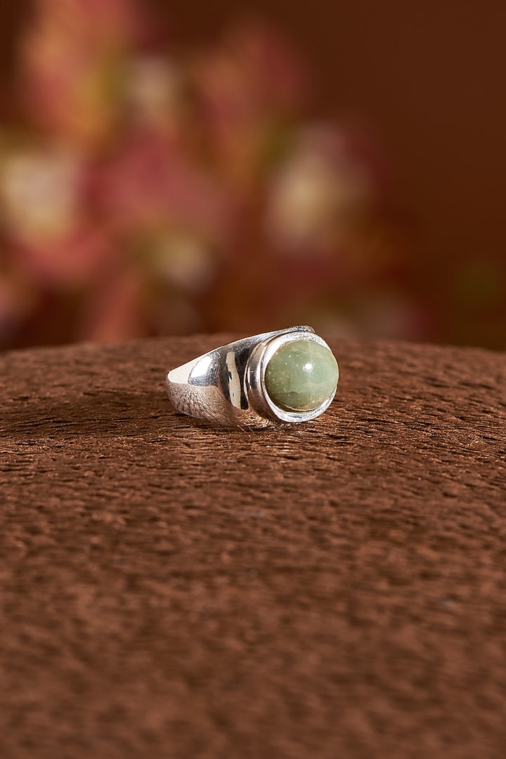 White Finish Aquamarine Gemstone Ring In Sterling Silver by V&A Jewellers at Pernia's Pop Up Shop