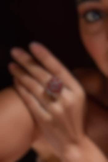 White Finish Red Onyx Gemstone Ring In Sterling Silver by V&A Jewellers at Pernia's Pop Up Shop