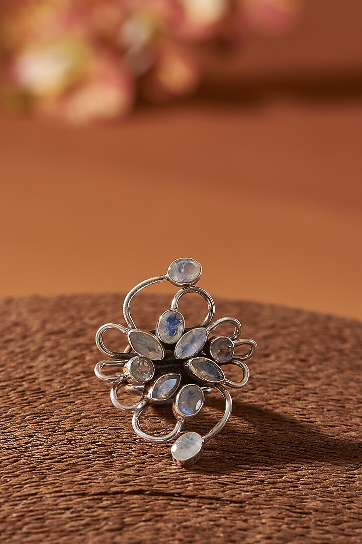 White Finish Moonstone Gemstone Ring In Sterling Silver by V&A Jewellers at Pernia's Pop Up Shop