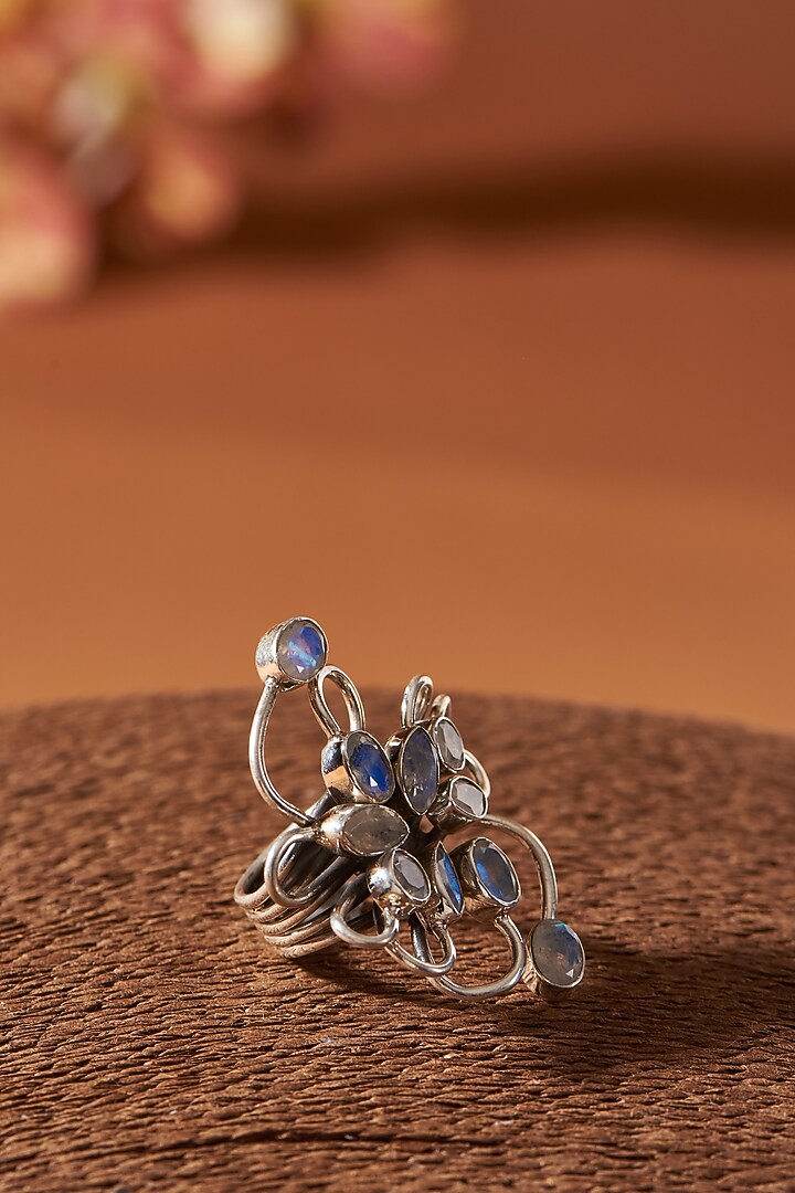 White Finish Moonstone Gemstone Ring In Sterling Silver by V&A Jewellers at Pernia's Pop Up Shop