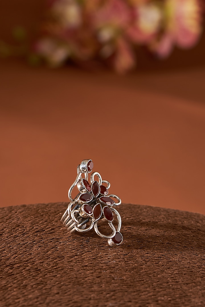 White Finish Red Onyx Gemstone Ring In Sterling Silver by V&A Jewellers at Pernia's Pop Up Shop