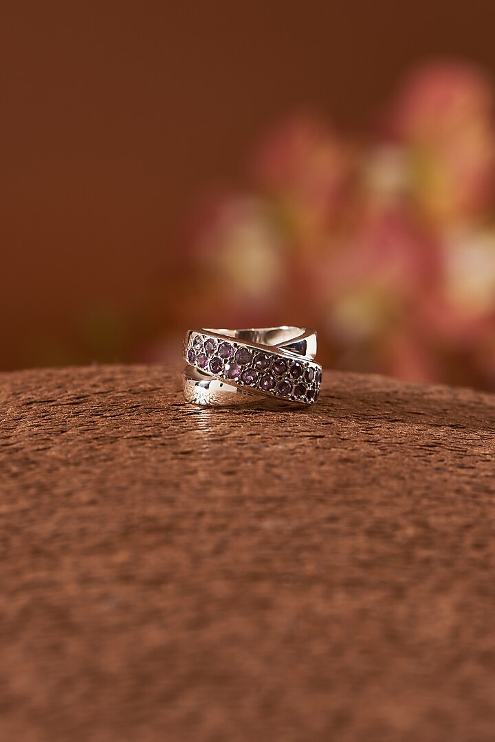 White Finish Amethyst Gemstone Ring In Sterling Silver by V&A Jewellers at Pernia's Pop Up Shop