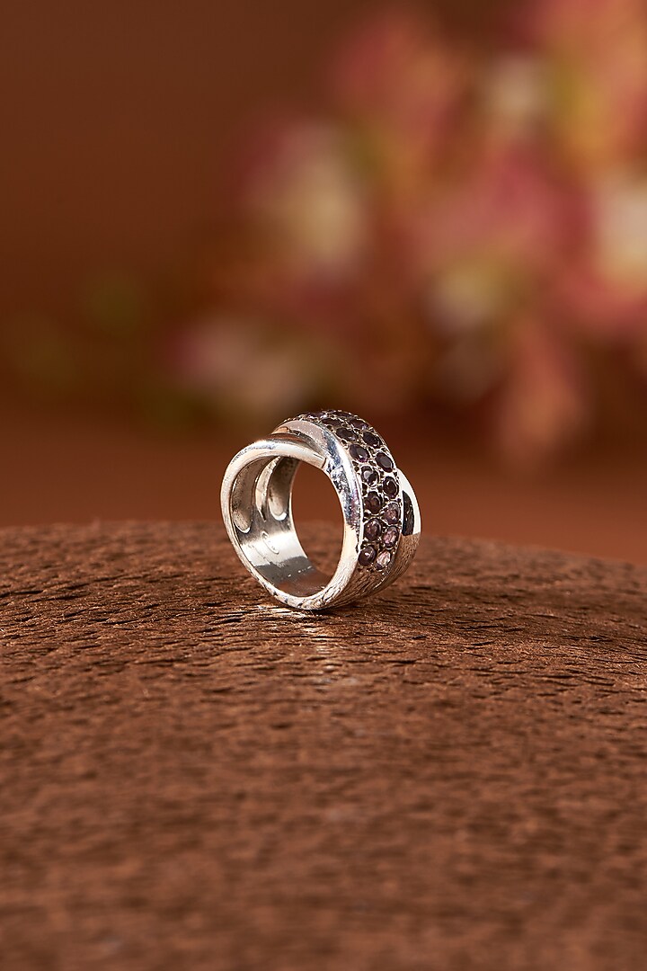 White Finish Amethyst Gemstone Ring In Sterling Silver by V&A Jewellers at Pernia's Pop Up Shop