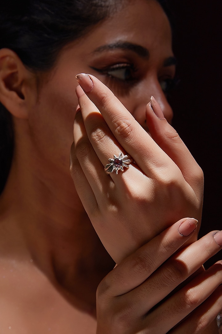 White Finish Amethyst Gemstone Ring In Sterling Silver by V&A Jewellers at Pernia's Pop Up Shop