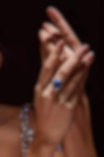 White Finish Lapis Lazuli Gemstone Ring In Sterling Silver by V&A Jewellers at Pernia's Pop Up Shop