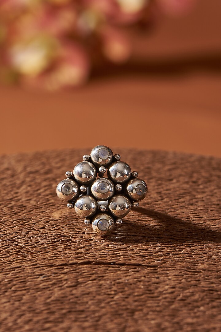White Finish Moonstone Gemstone Ring In Sterling Silver by V&A Jewellers at Pernia's Pop Up Shop