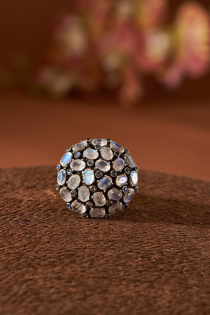 White Finish Moonstone Gemstone Ring In Sterling Silver by V&A Jewellers at Pernia's Pop Up Shop