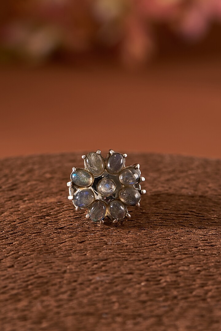 White Finish Labradorite Gemstone Ring In Sterling Silver by V&A Jewellers at Pernia's Pop Up Shop