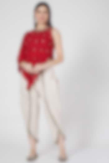 Red And White Bandhani Pant Set by VAISHALI AGARWAL at Pernia's Pop Up Shop