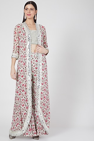 Mint Green Printed Jacket Set by VAISHALI AGARWAL