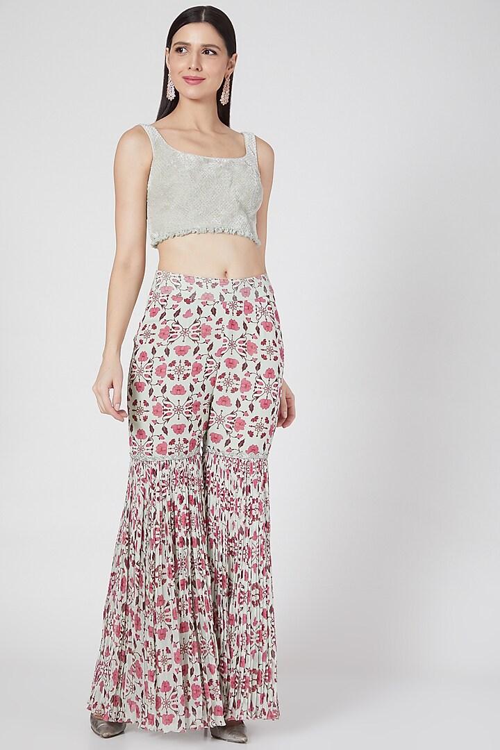Mint Green Printed Jacket Set by VAISHALI AGARWAL at Pernia's Pop Up Shop