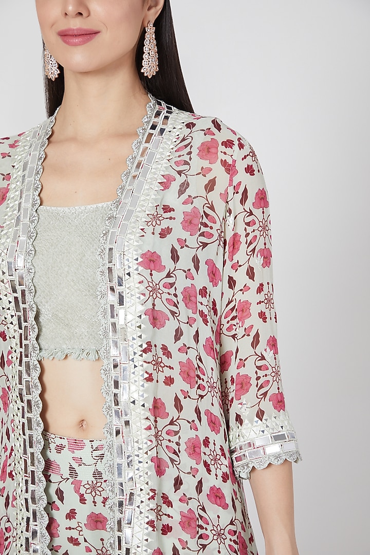 Mint Green Printed Jacket Set by VAISHALI AGARWAL at Pernia's Pop Up Shop