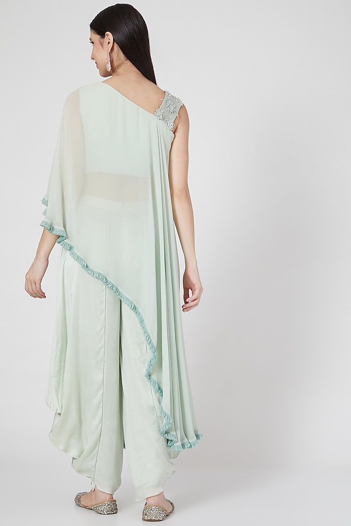Mint Green 3D Floral Embroidered Pant Set by VAISHALI AGARWAL at Pernia's Pop Up Shop