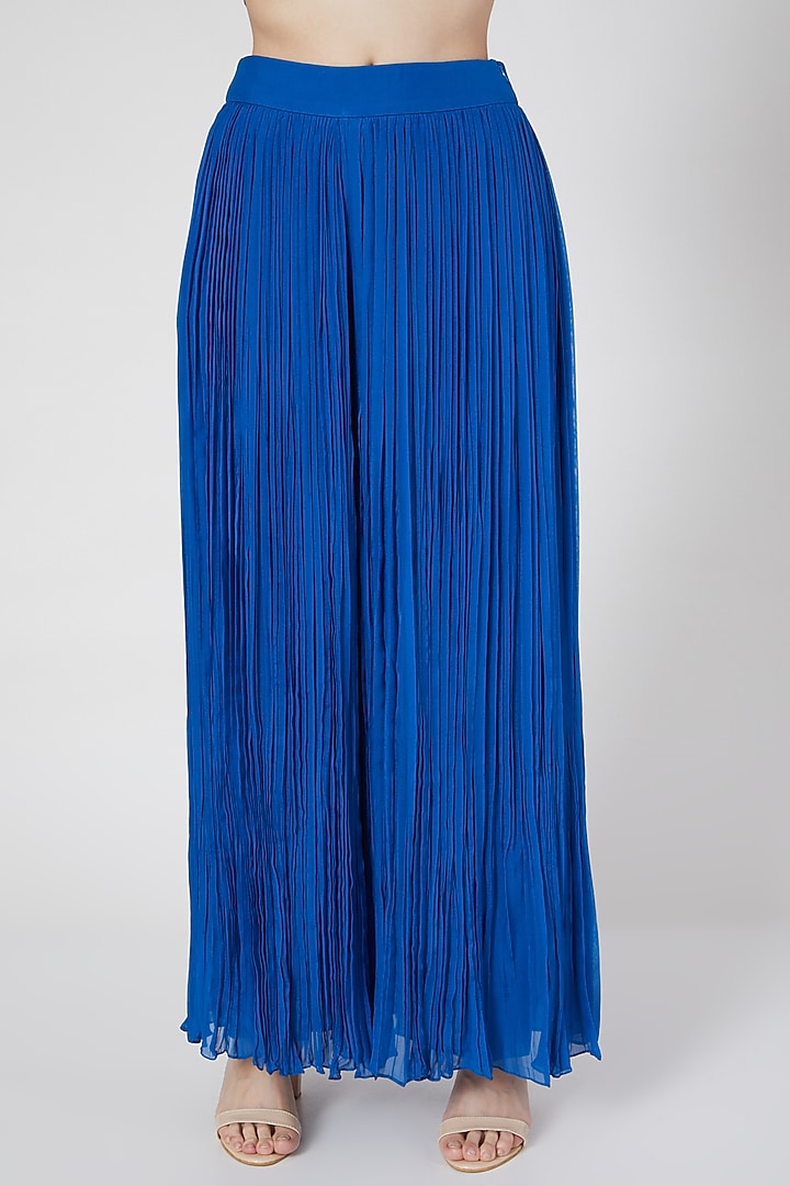 Bright Blue Georgette Flared Pant Set by VAISHALI AGARWAL at Pernia's Pop Up Shop