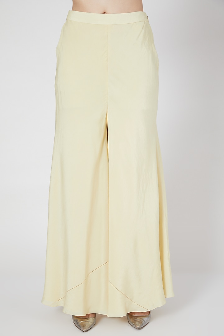 Light Yellow Georgette Flared Pant Set by VAISHALI AGARWAL at Pernia's Pop Up Shop