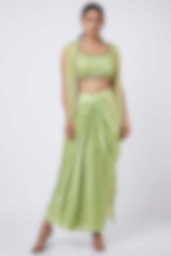 Mint Green Draped Skirt Set by VAISHALI AGARWAL