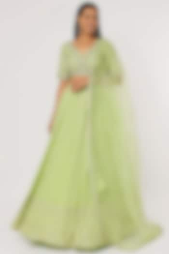 Green Embroidered Wedding Lehenga Set by VAISHALI AGARWAL at Pernia's Pop Up Shop