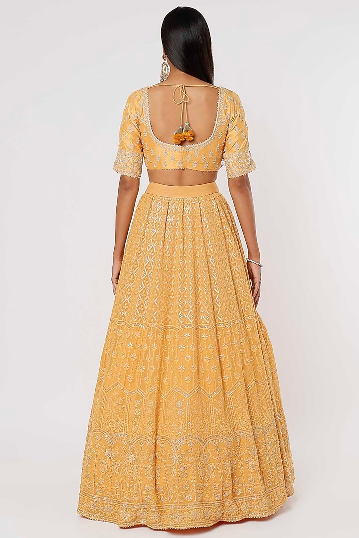Mustard Embroidered Wedding Lehenga Set by VAISHALI AGARWAL at Pernia's Pop Up Shop