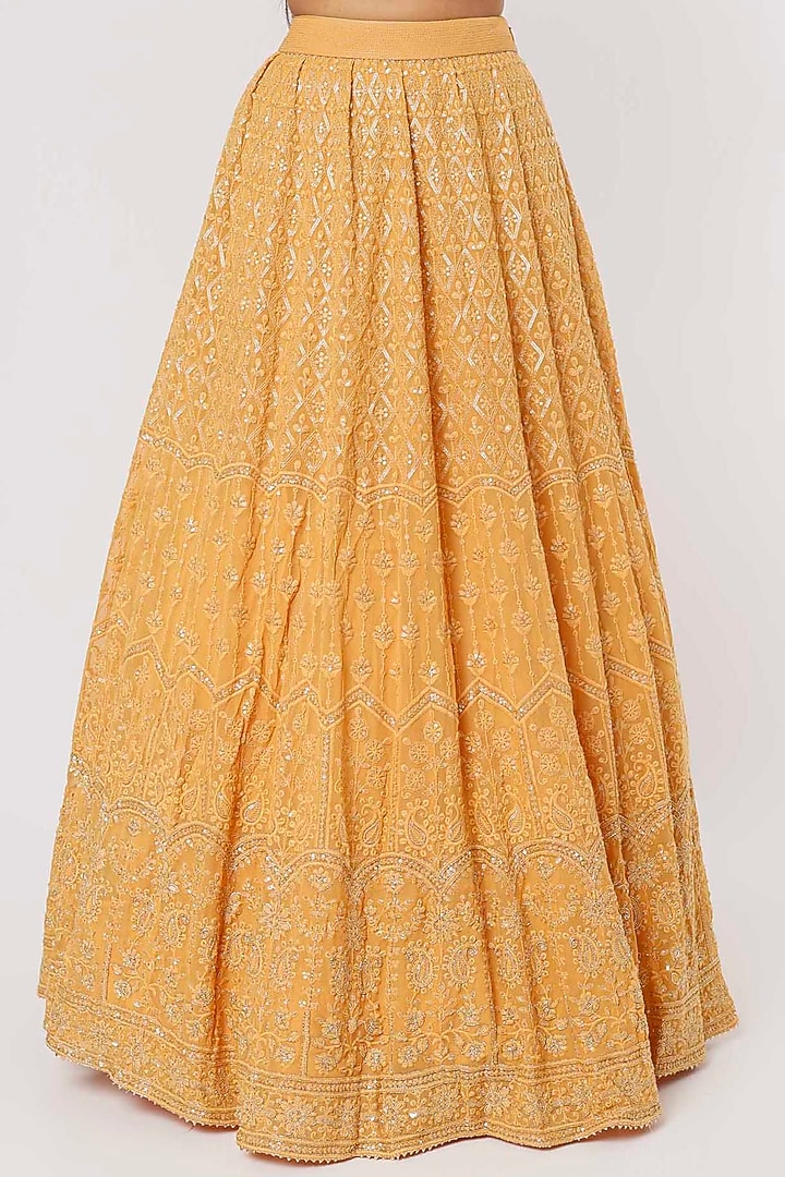 Mustard Embroidered Wedding Lehenga Set by VAISHALI AGARWAL at Pernia's Pop Up Shop
