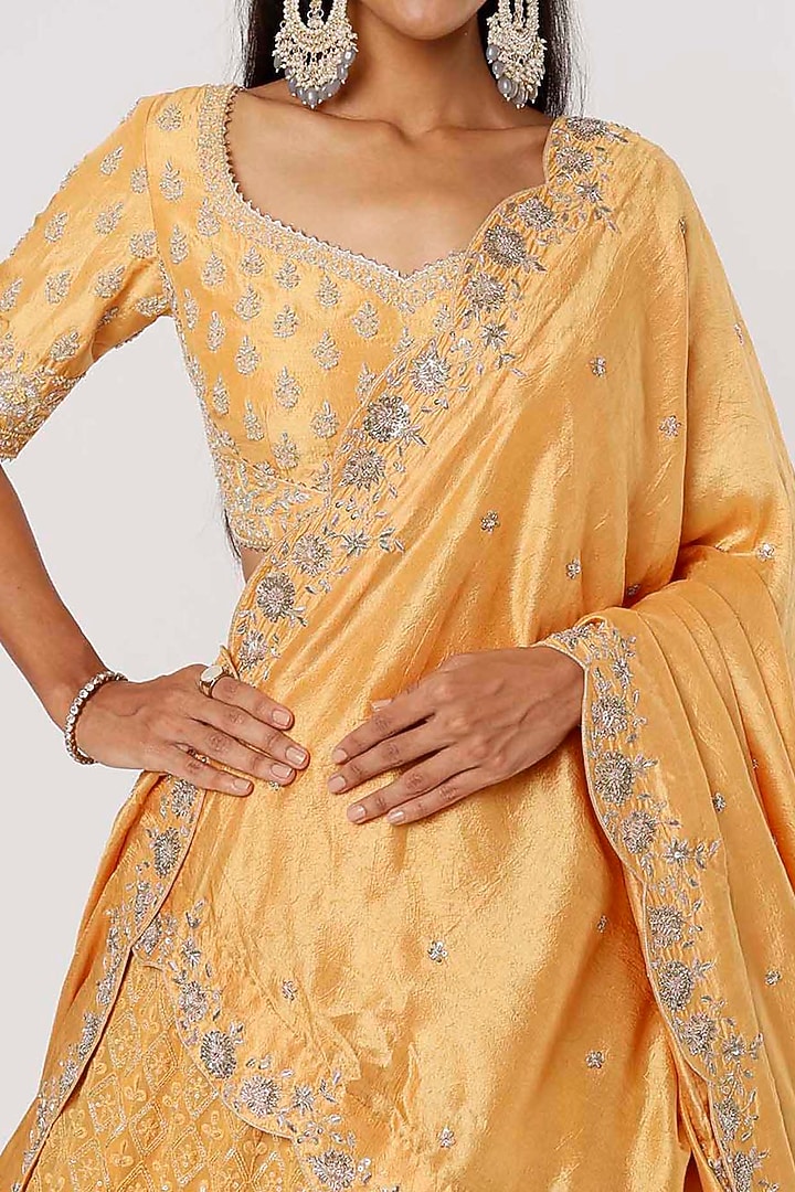 Mustard Embroidered Wedding Lehenga Set by VAISHALI AGARWAL at Pernia's Pop Up Shop