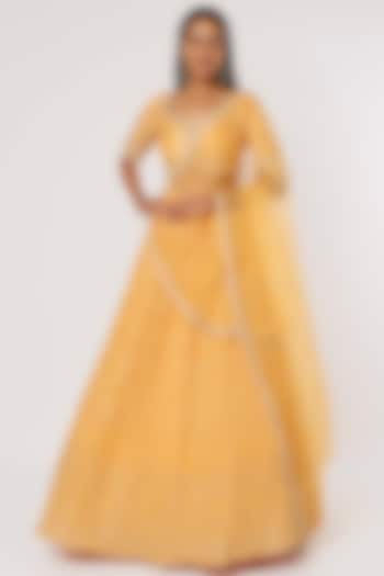 Mustard Yellow Embroidered Wedding Lehenga Set by VAISHALI AGARWAL at Pernia's Pop Up Shop