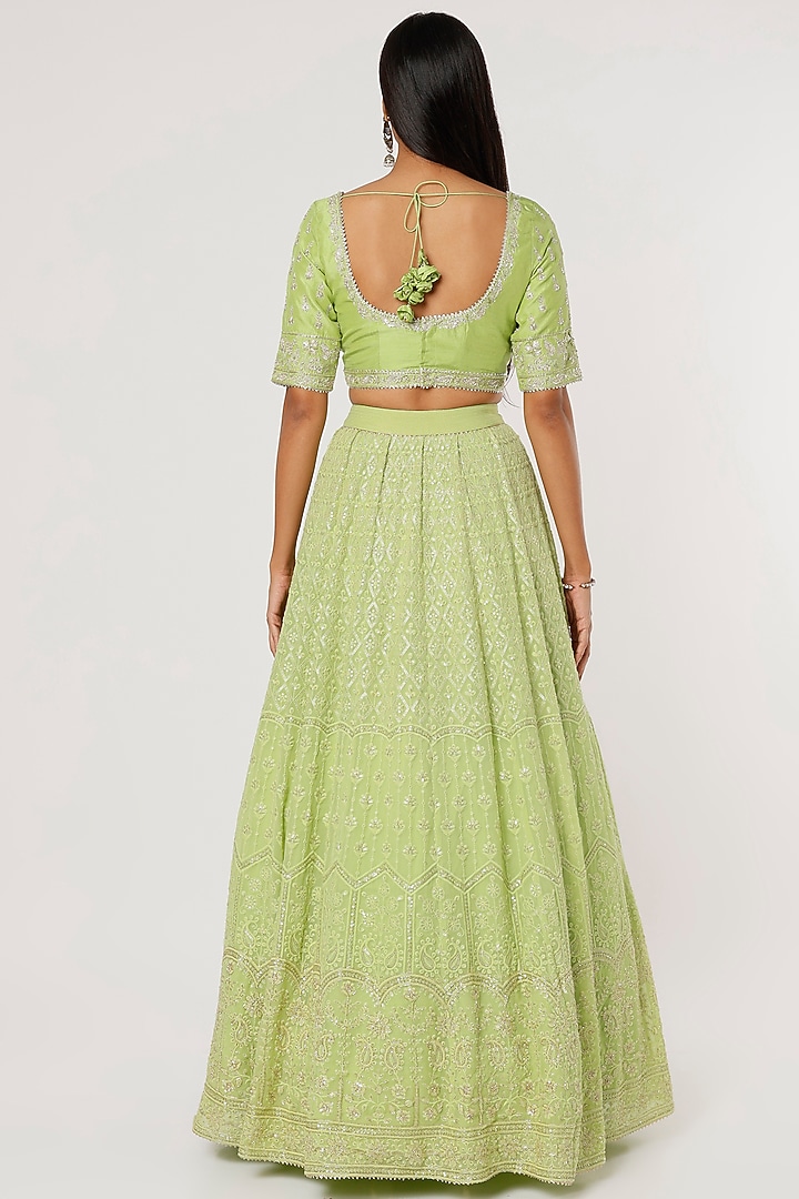 Mint Green Embroidered Wedding Lehenga Set by VAISHALI AGARWAL at Pernia's Pop Up Shop