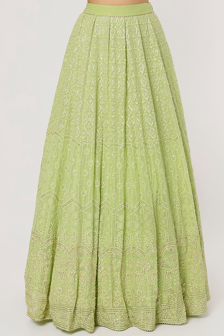Mint Green Embroidered Wedding Lehenga Set by VAISHALI AGARWAL at Pernia's Pop Up Shop